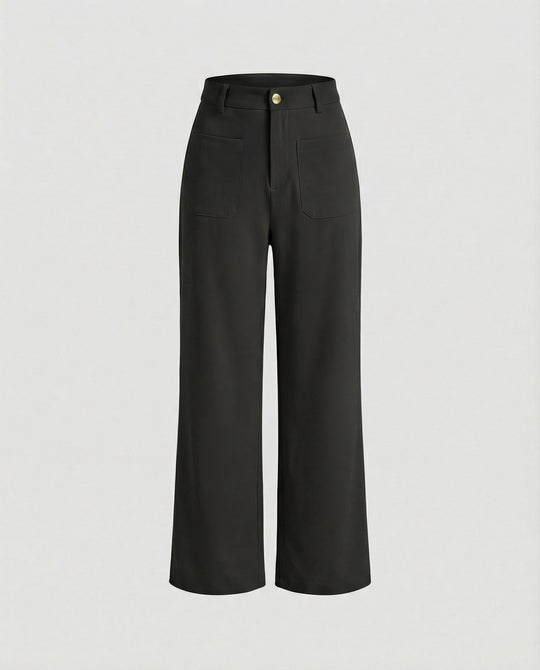 Damen Weite Stoffhose Damen mit Taschen