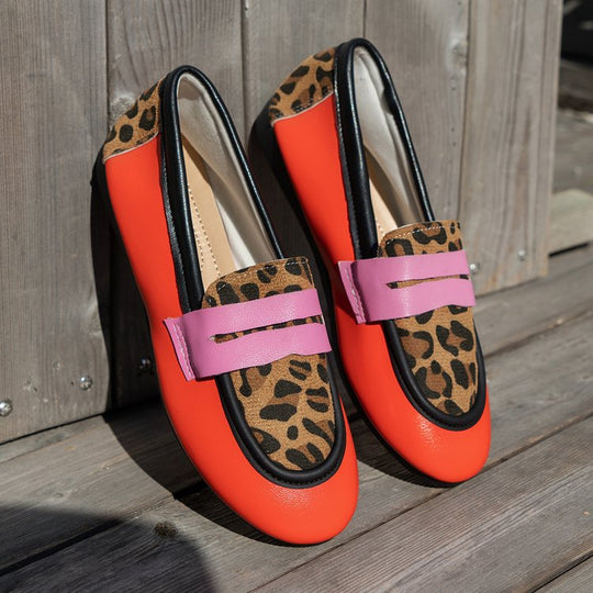 Damen modische Loafers mit Animal-Print und bunten Akzenten Nord Taschen