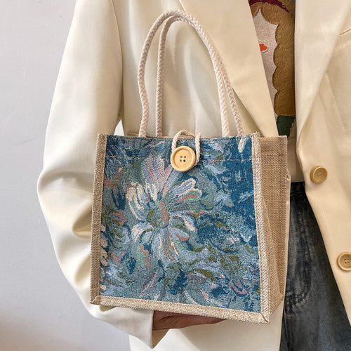 Damen Stoff-Shopper mit handgewebtem floralen Design Nord Taschen