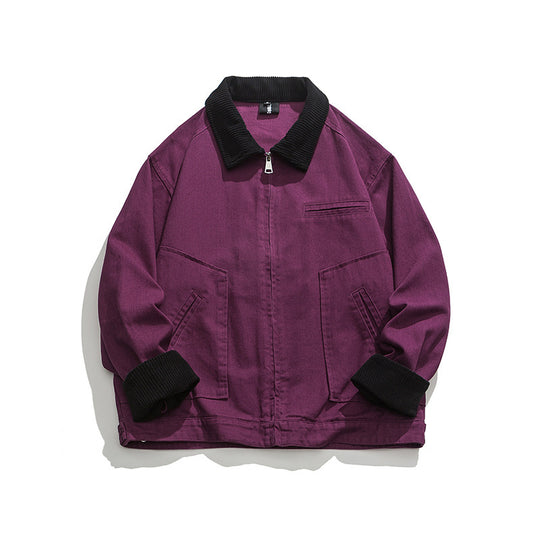 Unisex Boxy-Workwear-Jacke aus Canvas mit Cordkragen, Reißverschluss und aufgesetzten Pattentaschen Nord Taschen