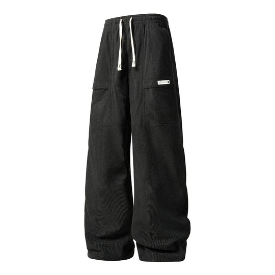 Herren Weite Cord-Cargohose mit Tunnelzugbund, Klapptaschen & gerippter Struktur Nord Taschen