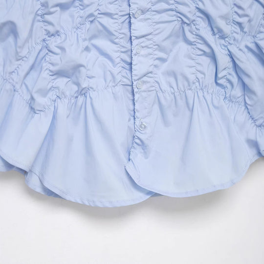 Damen leicht taillierte Hemdbluse mit Raffung und Volant-Peplum Nord Taschen
