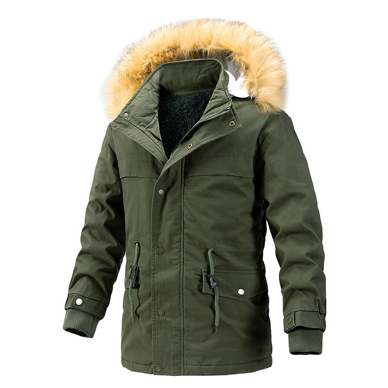 Herren Winterschutz-Parka mit wärmendem Teddyfutter abnehmbarer Kunstfellkapuze und verstärkten Utility-Taschen Nord Taschen