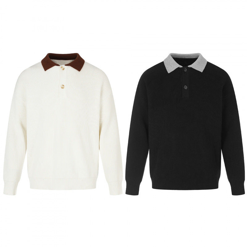 Herren Feinstrick-Polo mit Henley‑Knopfleiste und kontrastierendem Polokragen Nord Taschen