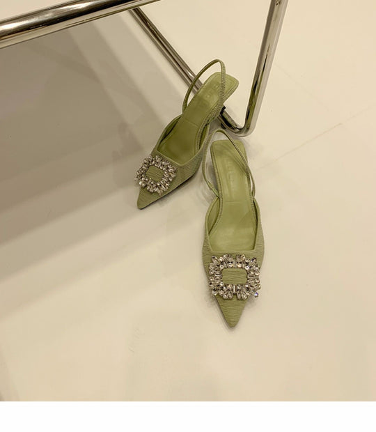 Damen Slingback-Pumps mit glänzenden Zierstein-Applikationen Nord Taschen