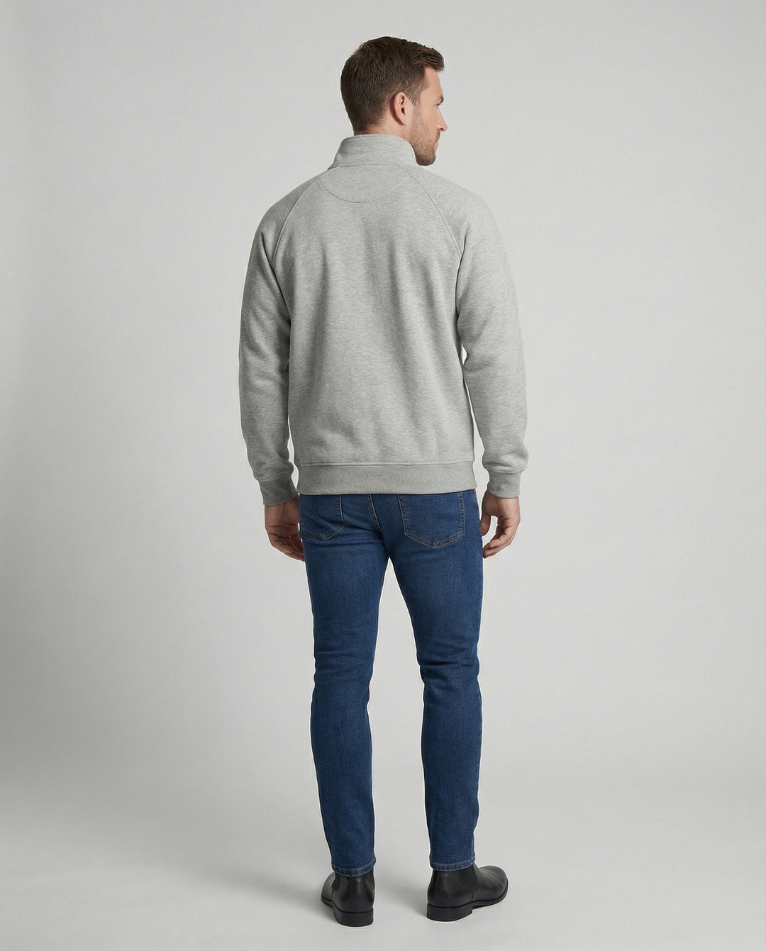 Herren weit geschnittene Sweatjacke mit Stehkragen und durchgehendem Reißverschluss Nord Taschen