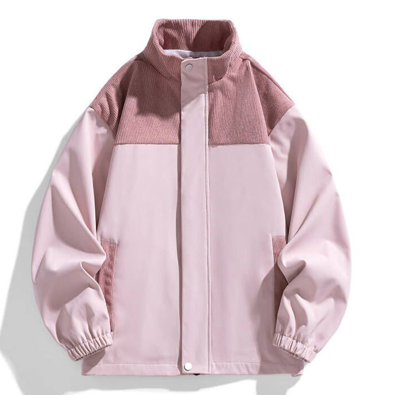 Damen Oversize-Übergangsjacke mit Cordbesatz und Stehkragen Nord Taschen