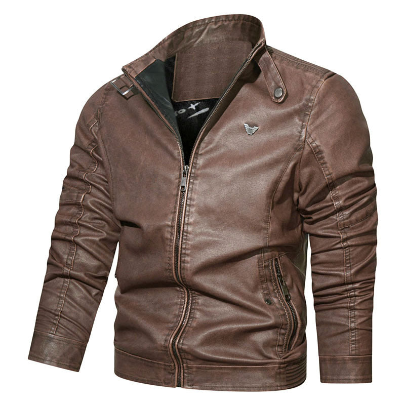 Herren Slim-Fit Jeansblouson im Pilotenstil mit Stehkragen, Ärmelraffungen und Reißverschlusstaschen Nord Taschen