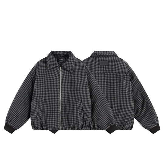 Unisex Boxy-Karos-Steppblouson mit Reißverschluss und elastischem Saum Nord Taschen