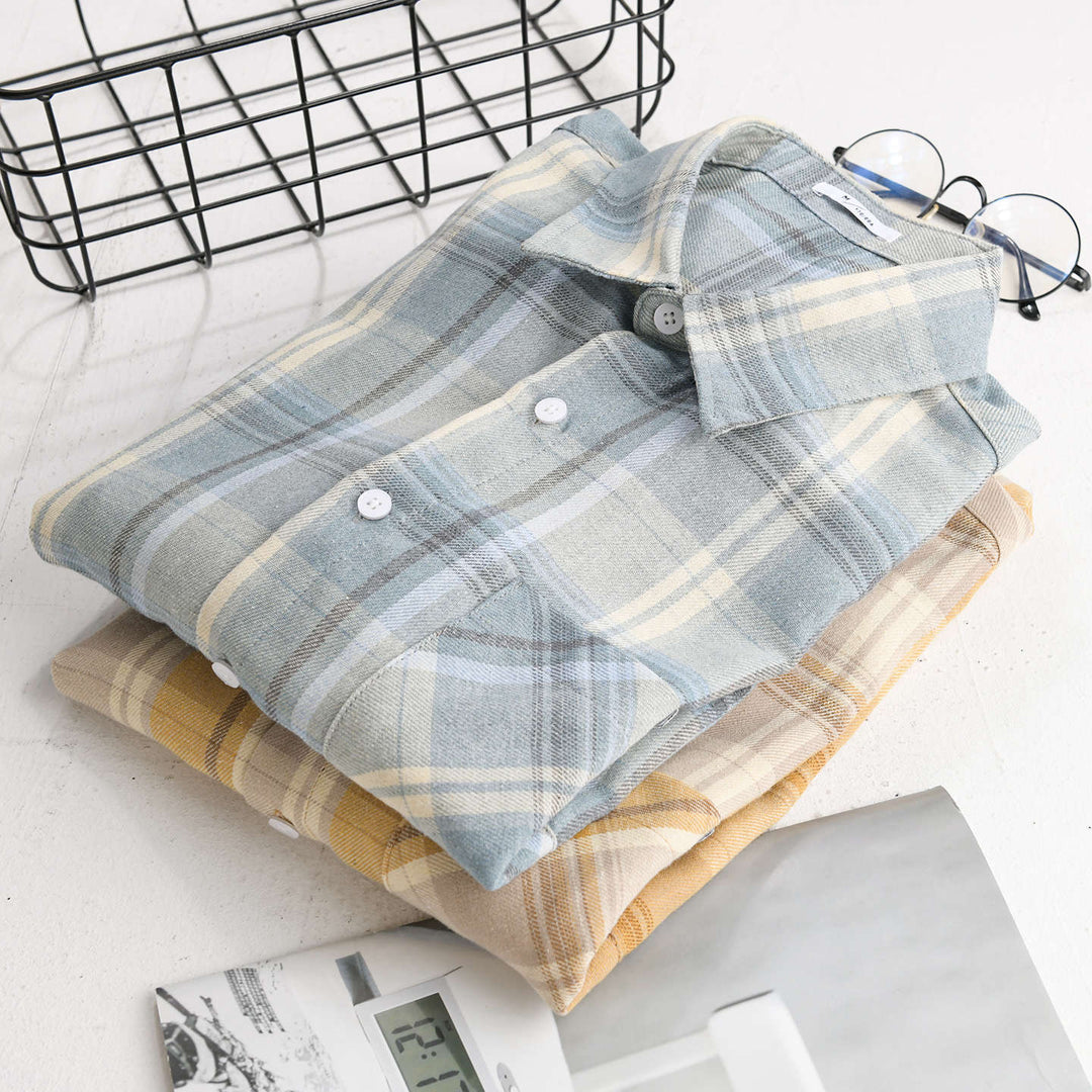 Herren Kariertes Leichtes Flanell-Overshirt mit Brusttasche und Relaxed-Fit Nord Taschen