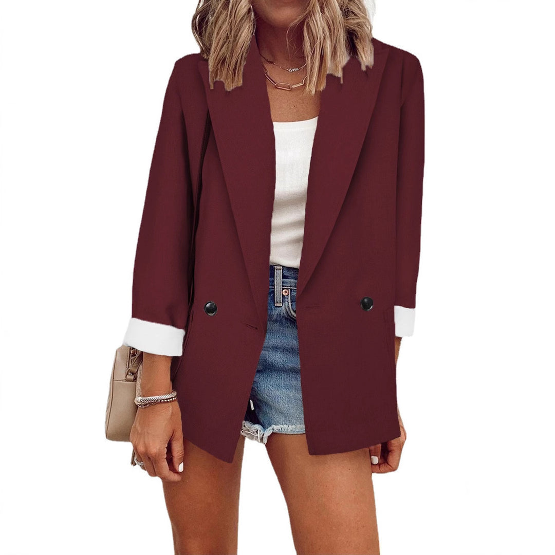 Damen Lockerer Longline-Blazer mit aufgekrempelten Ärmeln und zweireihiger Knopfleiste Nord Taschen