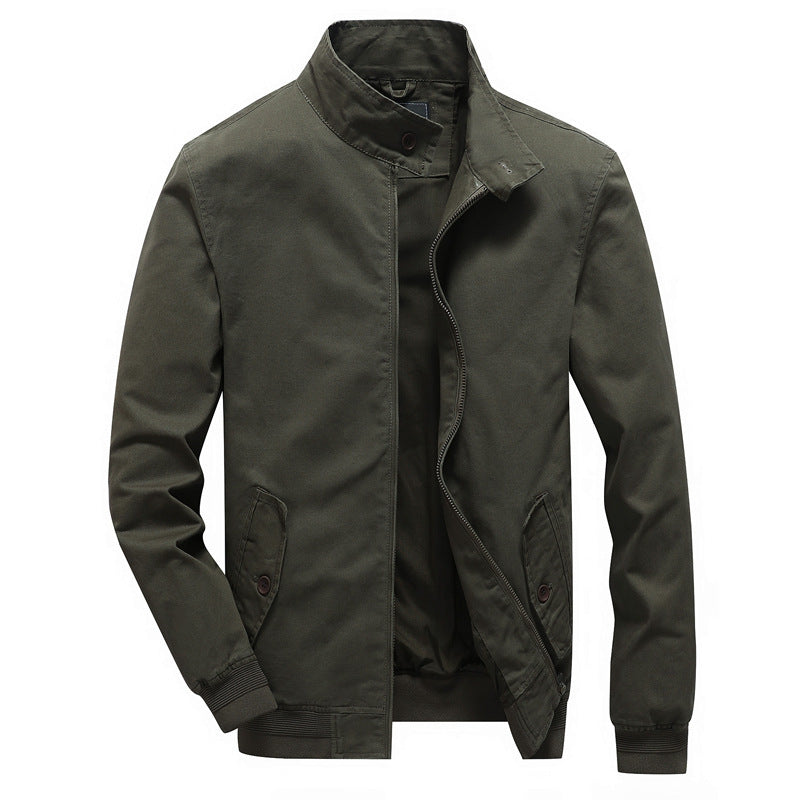 Herren leichter Canvas-Fieldbomber mit Stehkragen, verdecktem Reißverschluss und Pattentaschen Nord Taschen