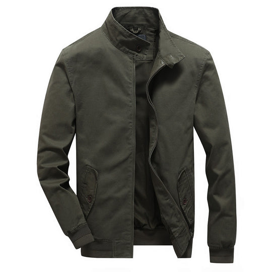 Herren leichter Canvas-Fieldbomber mit Stehkragen, verdecktem Reißverschluss und Pattentaschen Nord Taschen