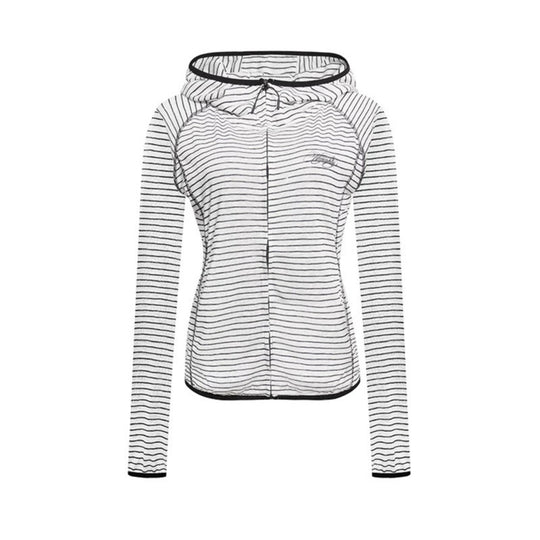 Damen Leichte Kapuzen-Zipjacke im Streifen-Look mit figurbetonter Passform und Raglanärmeln Nord Taschen