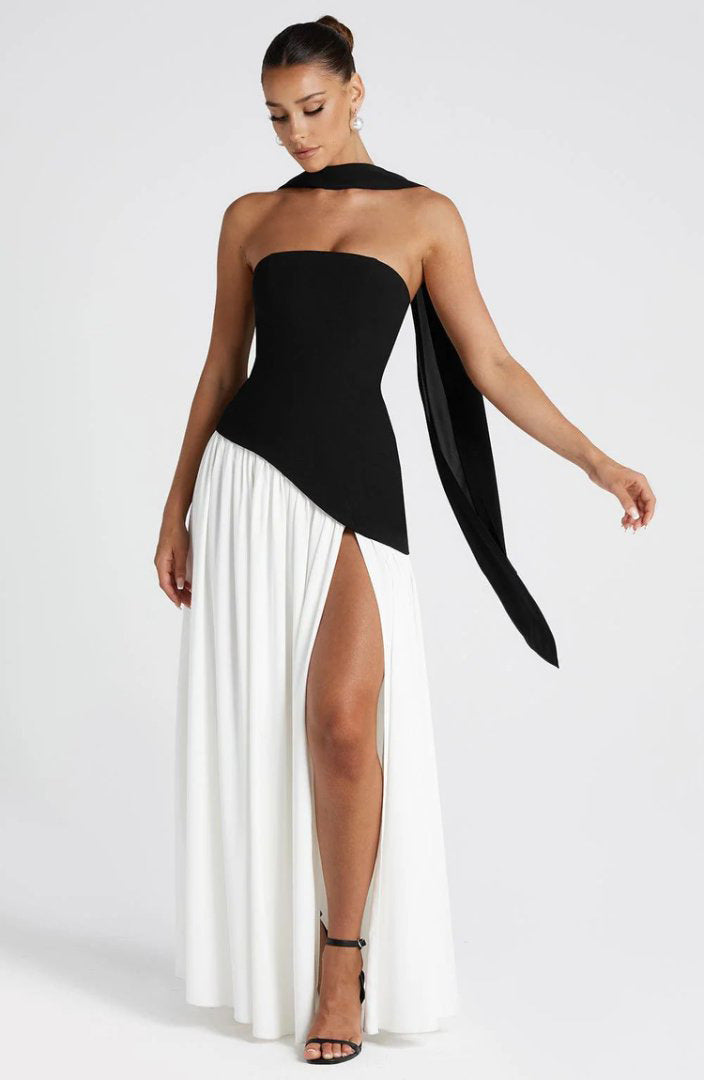 Damen Hochwertiges Abendkleid mit asymmetrischem Schnitt und elegantem Schlitz