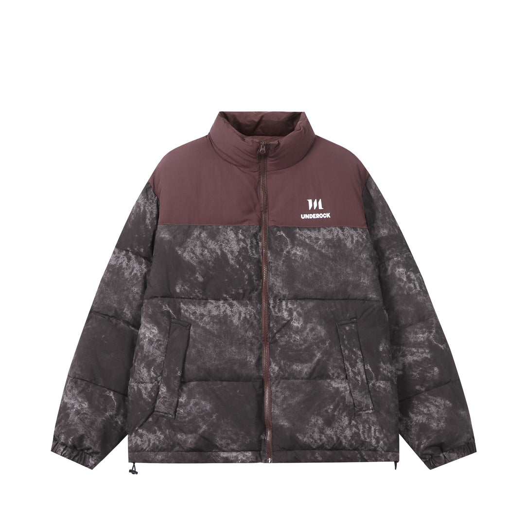 Unisex Gefütterte Boxy‑Isolationsjacke mit Marmoreffekt und hohem Stehkragen Nord Taschen