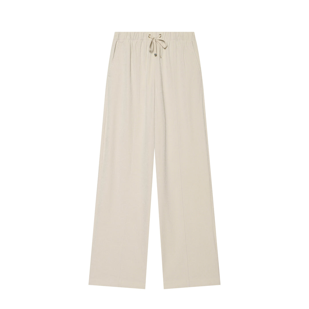Damen Weite Cordhose mit hohem Elastikbund Tunnelzug und geradem Bein Nord Taschen