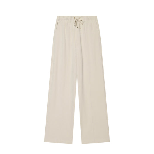 Damen Weite Cordhose mit hohem Elastikbund Tunnelzug und geradem Bein Nord Taschen