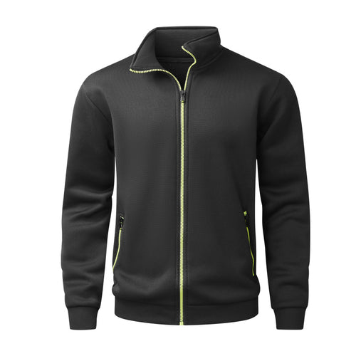 Herren Fleece-Strickjacke mit durchgehendem Reißverschluss, Stehkragen & Neon-Kontrastdetails Nord Taschen