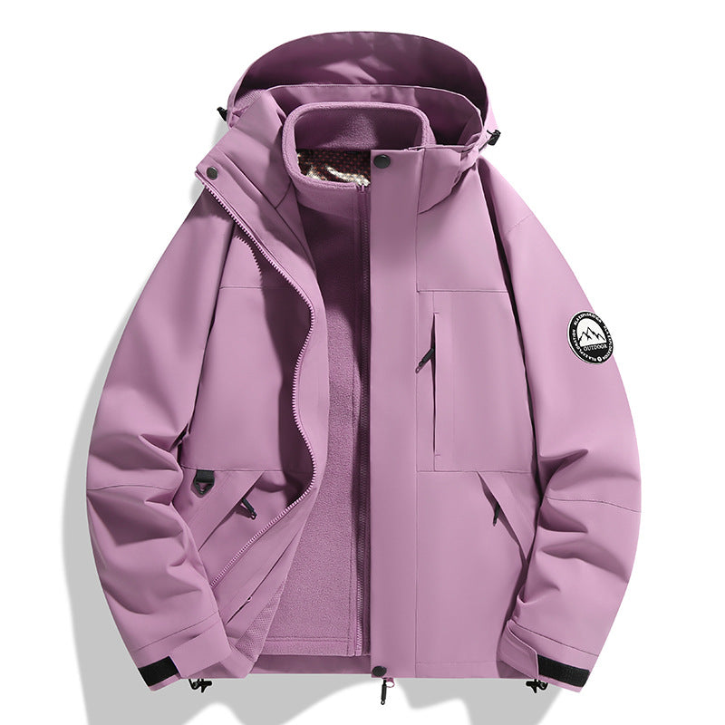Damen zweilagige Softshell-Outdoorjacke mit herausnehmbarer Fleece-Innenjacke und Kapuze Nord Taschen
