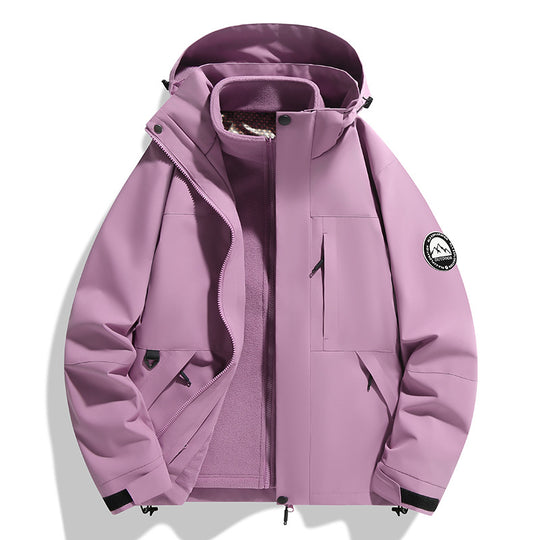 Damen zweilagige Softshell-Outdoorjacke mit herausnehmbarer Fleece-Innenjacke und Kapuze Nord Taschen