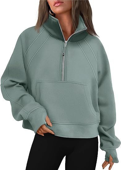 Damen sportlicher Hoodie mit kurzem Reißverschluss und praktischer Kängurutasche Nord Taschen