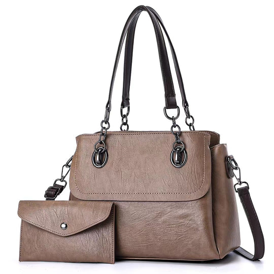 Damen Umhängetasche mit abnehmbarer Clutch und hochwertiger Lederoptik Nord Taschen