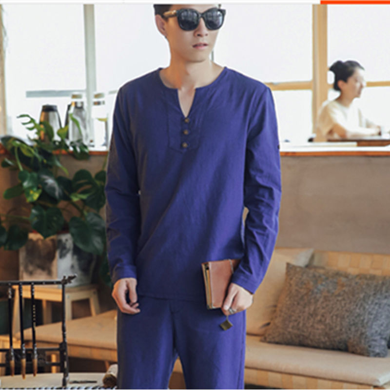 Herren Langärmeliges Henley-Hemd mit Stehkragen, Kurzknopfleiste und Relaxed Fit Nord Taschen