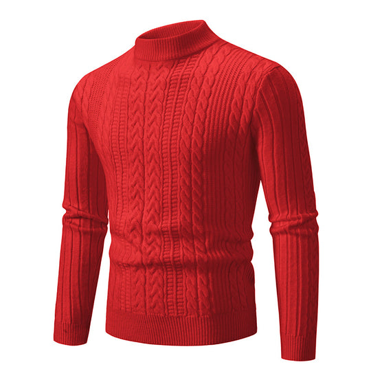 Herren Schmal geschnittener Mockneck-Zopfmusterpullover aus thermoregulierendem Feinstrick Nord Taschen
