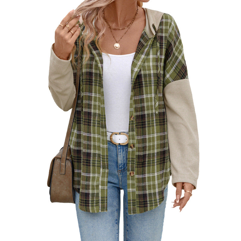 Damen Lässige Karierte Overshirt Nord Taschen