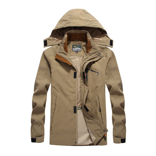 Herren wasserdichte Softshell-Outdoorjacke mit Kapuze, atmungsaktivem Mesh-Futter und verdeckten Reißverschlusselementen Nord Taschen