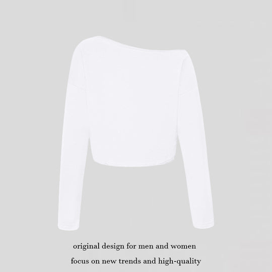 Damen Cropped Langarmshirt mit weitem Boot-Ausschnitt und dropped-shoulder Nord Taschen