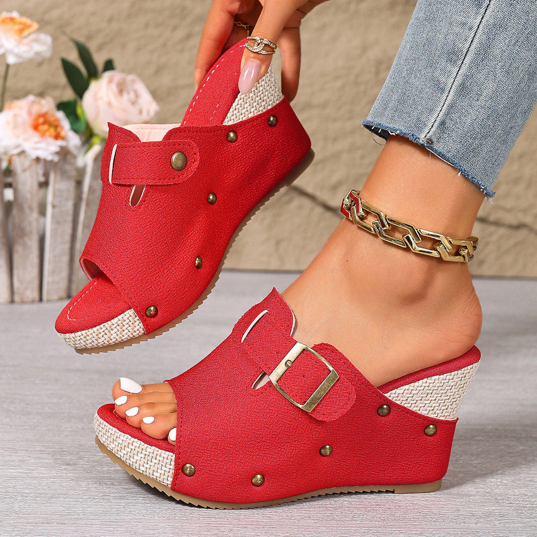 Damen Clogs mit modischer Schnallen-Applikation und komfortabler Liegefläche