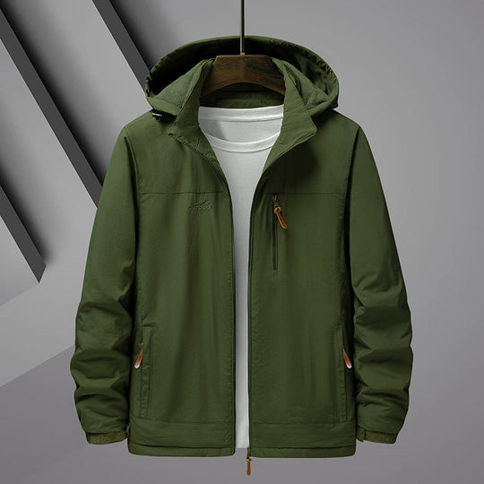 Herren Leichte Regenjacke mit Kapuze und wasserabweisender Mikrofaser-Außenhaut Nord Taschen