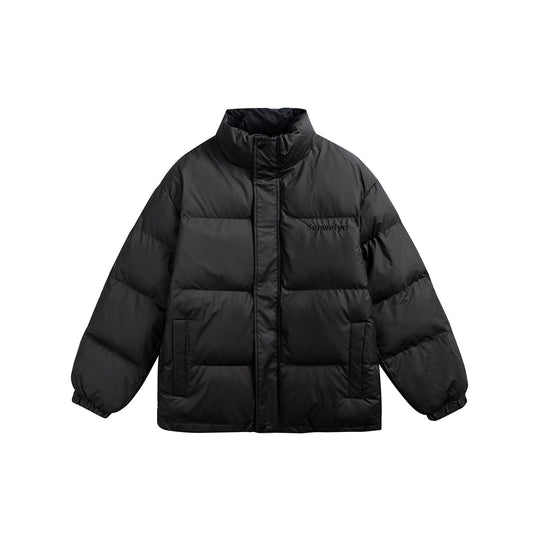 Damen Kurz geschnittene wattierte Stehkragen Pufferjacke mit verdeckter Druckknopfleiste Nord Taschen