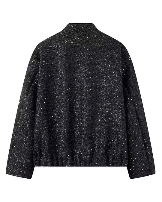 Gold Pailletten Stehkragenjacke