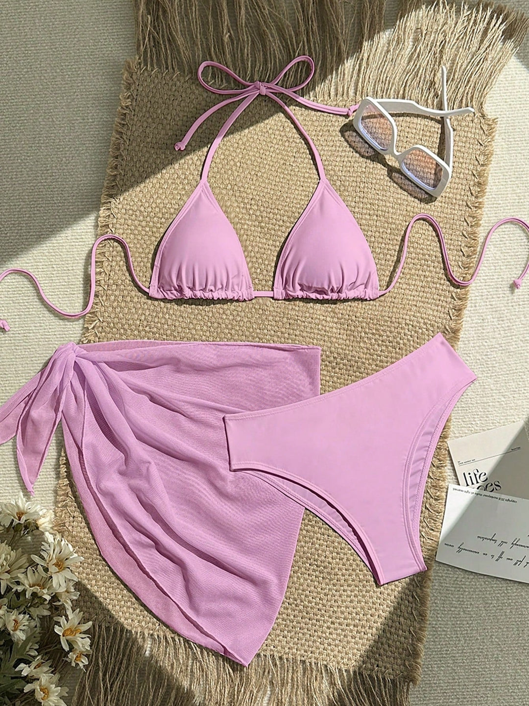 Damen Triangel-Bikini mit Wickeltuch und verstellbaren Trägern