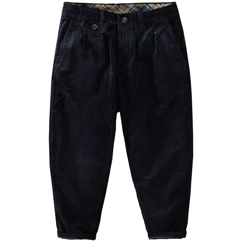 Herren Cordhose mit konischem Schnitt, hohem Bund, Karo-Innenbund und gekrempeltem Saum Nord Taschen