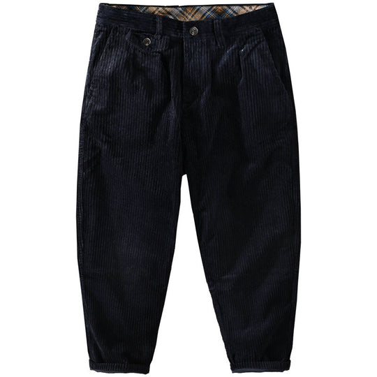 Herren Cordhose mit konischem Schnitt, hohem Bund, Karo-Innenbund und gekrempeltem Saum Nord Taschen