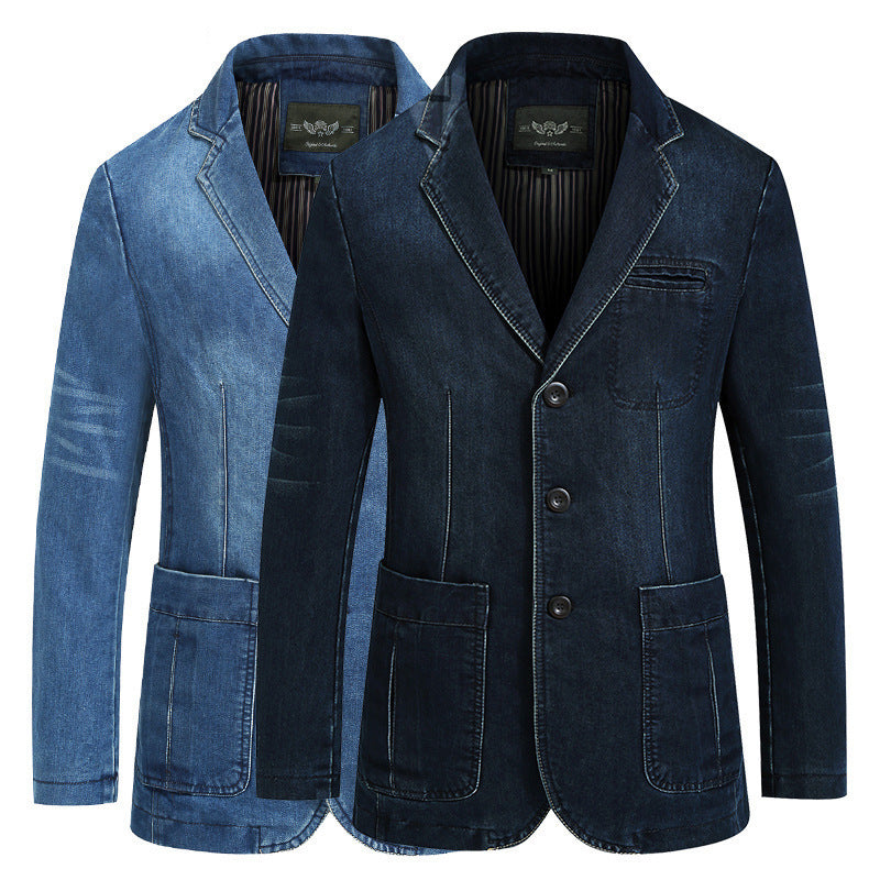 Herren  Jeansblazer im Tailored-Schnitt mit aufgesetzten Taschen und elastischem Denim Nord Taschen