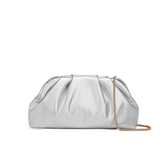 Damen Clutch mit elegantem Faltendesign und luxuriöser Kettenverzierung Nord Taschen