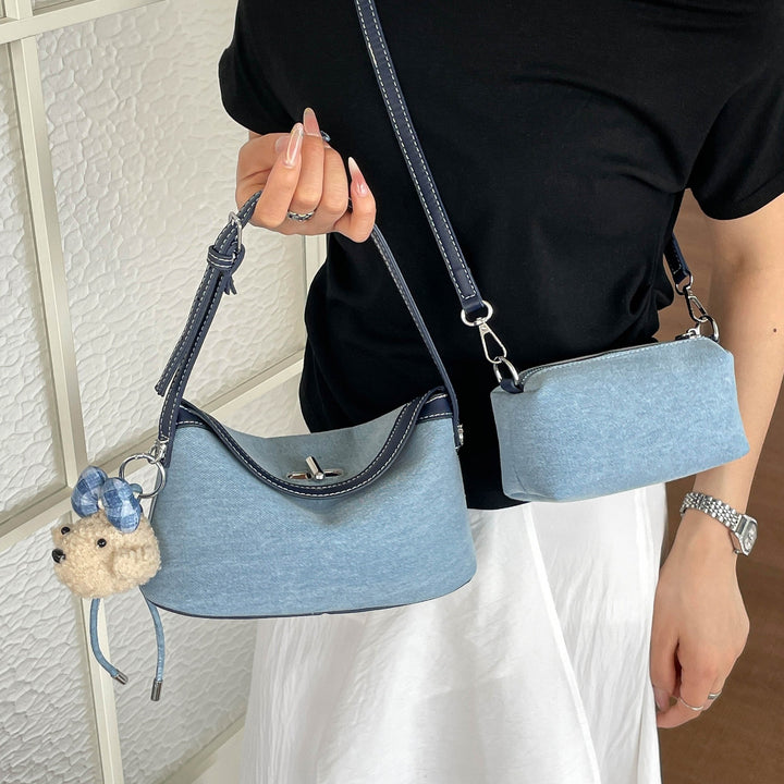 Damen Denim Umhängetasche mit abnehmbarem Schulterriemen Nord Taschen