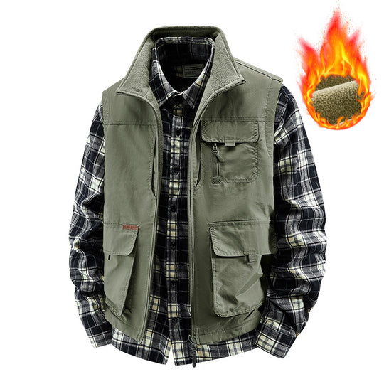 Herren Isolierte Outdoor-Arbeitweste mit hochschließendem Kragen, Fleece-Innenfutter und vielseitigen Organizer‑Taschen Nord Taschen