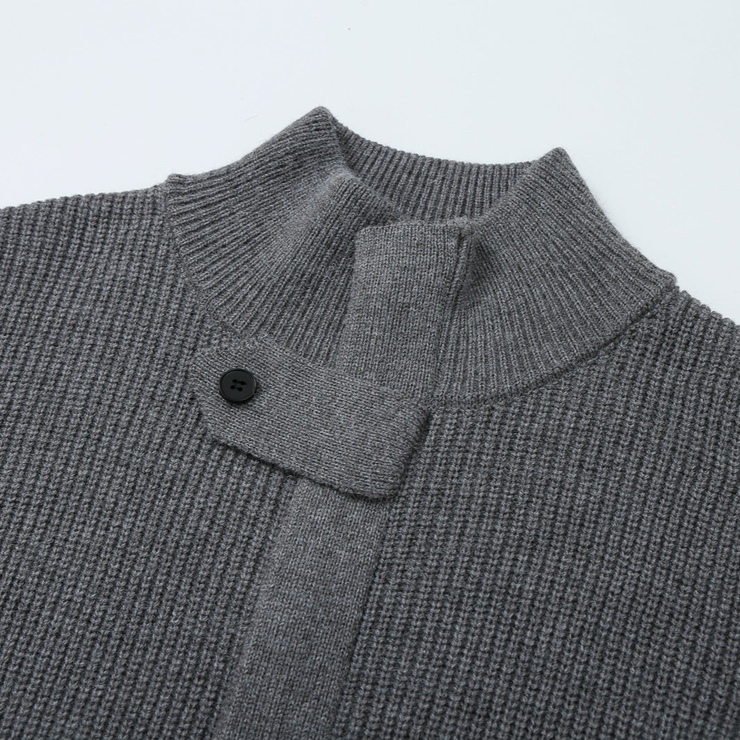 Damen Strickjacke mit Stehkragen, Reißverschluss und Taillenbindegürtel Nord Taschen