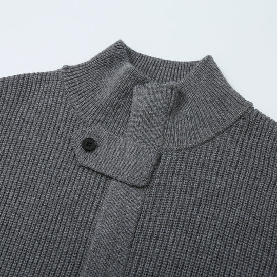Damen Strickjacke mit Stehkragen, Reißverschluss und Taillenbindegürtel Nord Taschen