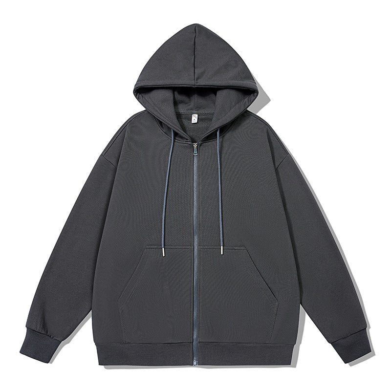 Unisex nan oversized Kapuzenjacke mit ausladendem Schulterschnitt, durchgehendem Reißverschluss und French-Terry Nord Taschen