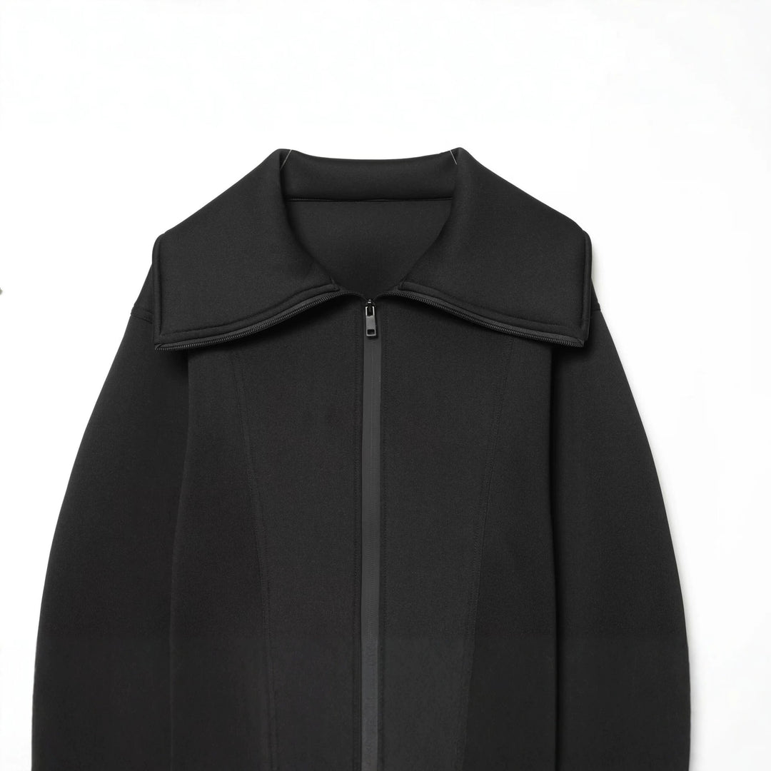 Damen Kurz geschnittene Boxy-Jacke mit überlappendem Stehkragen und wasserdichtem Reißverschluss Nord Taschen