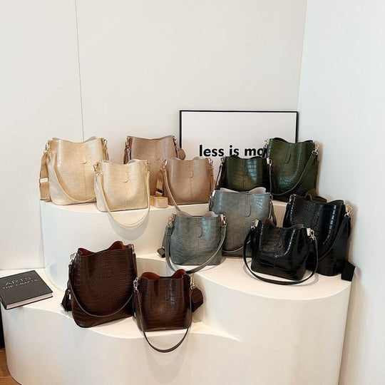 Damen-Handtasche im stilvollen Krokodil-Look mit verstellbarem Schulterriemen | Nord Taschen