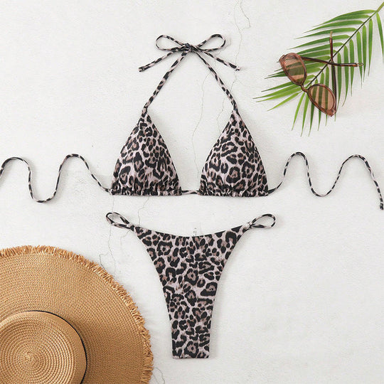 Damen Triangel-Bikini mit modischem Leopardenmuster Nord Taschen