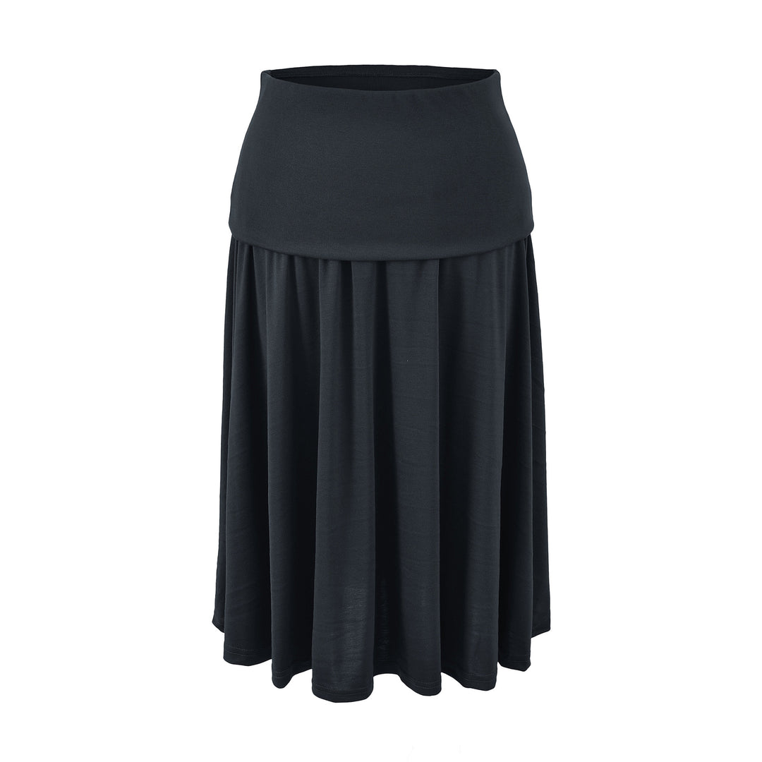 Damen Langer Jersey-Maxirock mit breitem Umschlagbund und weich fallenden Falten Nord Taschen